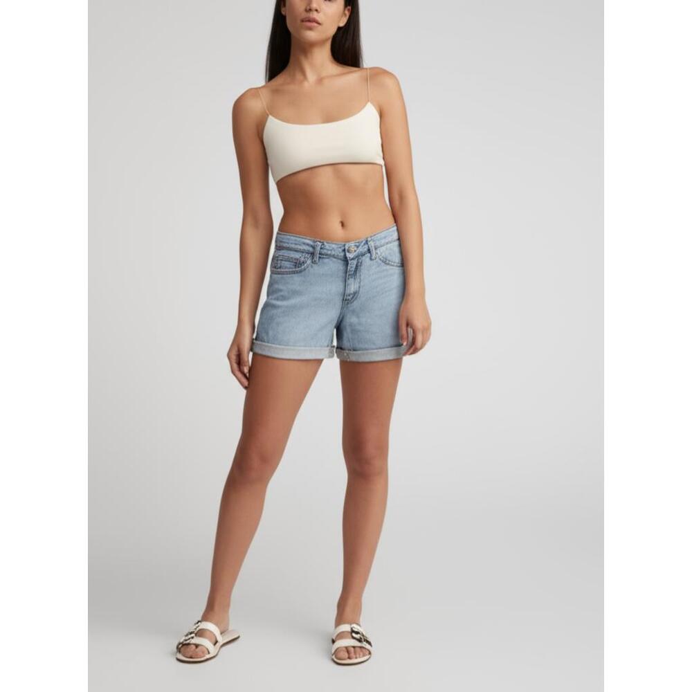 a.n.a Denim Shorts Womens Size 2 Light Blue Wash Cuffed Mid Rise 4 Inseam Casual